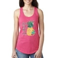 thumbnail image 1 of Wild Bobby, Pineapple Stand Tall Wear Crown And Stay Sweet Inside Arty Inspirational Pop Culture Ladies Racerback Tank Top, Hot Pink, Large, 1 of 3