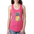 thumbnail image 1 of Wild Bobby, Pineapple Stand Tall Wear Crown And Stay Sweet Inside Arty Inspirational Pop Culture Ladies Racerback Tank Top, Hot Pink, X-Large, 1 of 3