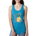 thumbnail image 1 of Wild Bobby, Pineapple Stand Tall Wear Crown And Stay Sweet Inside Arty Inspirational Pop Culture Ladies Racerback Tank Top, Turquoise, Large, 1 of 3