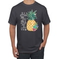 thumbnail image 1 of Wild Bobby, Pineapple Stand Tall Wear Crown And Stay Sweet Inside Arty Inspirational Pop Culture Men's Graphic T-Shirt, Charcoal, X-Large, 1 of 3