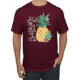 thumbnail image 1 of Wild Bobby, Pineapple Stand Tall Wear Crown And Stay Sweet Inside Arty Inspirational Pop Culture Men's Graphic T-Shirt, Maroon, X-Large, 1 of 3