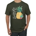thumbnail image 1 of Wild Bobby, Pineapple Stand Tall Wear Crown And Stay Sweet Inside Arty Inspirational Pop Culture Men's Graphic T-Shirt, Military Green, X-Large, 1 of 3