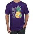 thumbnail image 1 of Wild Bobby, Pineapple Stand Tall Wear Crown And Stay Sweet Inside Arty Inspirational Pop Culture Men's Graphic T-Shirt, Purple, 5XL, 1 of 3
