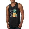 thumbnail image 1 of Wild Bobby, Pineapple Stand Tall Wear Crown And Stay Sweet Inside Arty Inspirational Pop Culture Mens Graphic Tank Top, Black, 3XL, 1 of 3