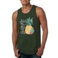 thumbnail image 1 of Wild Bobby, Pineapple Stand Tall Wear Crown And Stay Sweet Inside Arty Inspirational Pop Culture Mens Graphic Tank Top, Forest Green, Large, 1 of 3