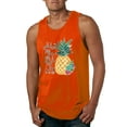 thumbnail image 1 of Wild Bobby, Pineapple Stand Tall Wear Crown And Stay Sweet Inside Arty Inspirational Pop Culture Mens Graphic Tank Top, Orange, 2XL, 1 of 3