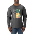 thumbnail image 1 of Wild Bobby, Pineapple Stand Tall Wear Crown And Stay Sweet Inside Arty Inspirational Pop Culture Mens Long Sleeve Shirt, Heather Black, Small, 1 of 3