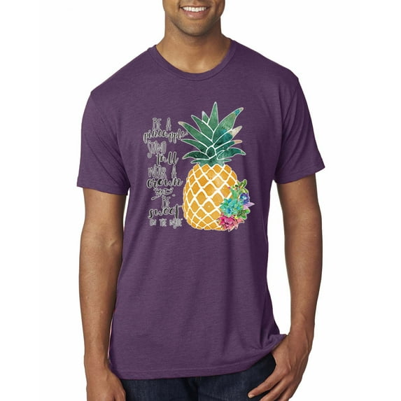 Wild Bobby, Pineapple Stand Tall Wear Crown And Stay Sweet Inside Arty Inspirational Pop Culture Mens Premium Tri Blend T-Shirt, Vintage Purple, X-Large