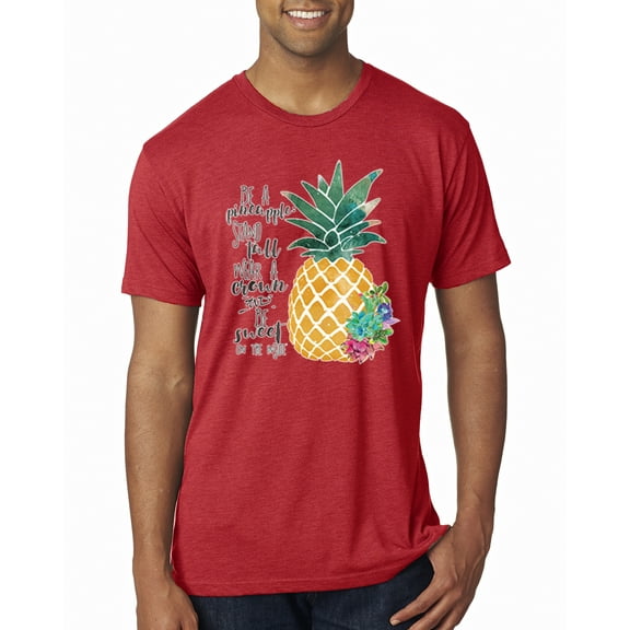 Wild Bobby, Pineapple Stand Tall Wear Crown And Stay Sweet Inside Arty Inspirational Pop Culture Mens Premium Tri Blend T-Shirt, Vintage Red, Small