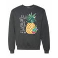 thumbnail image 1 of Wild Bobby, Pineapple Stand Tall Wear Crown And Stay Sweet Inside Arty Inspirational Pop Culture Unisex Crewneck Graphic Sweatshirt, Heather Black, Small, 1 of 3