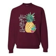 thumbnail image 1 of Wild Bobby, Pineapple Stand Tall Wear Crown And Stay Sweet Inside Arty Inspirational Pop Culture Unisex Crewneck Graphic Sweatshirt, Maroon, 3XL, 1 of 3