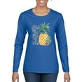 thumbnail image 1 of Wild Bobby, Pineapple Stand Tall Wear Crown And Stay Sweet Inside Arty Inspirational Pop Culture Womens Graphic Long Sleeve T-Shirt, Royal, Medium, 1 of 3