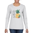 thumbnail image 1 of Wild Bobby, Pineapple Stand Tall Wear Crown And Stay Sweet Inside Arty Inspirational Pop Culture Womens Graphic Long Sleeve T-Shirt, White, X-Large, 1 of 3