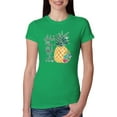 thumbnail image 1 of Wild Bobby, Pineapple Stand Tall Wear Crown And Stay Sweet Inside Arty Inspirational Pop Culture Womens Slim Fit Junior Tee, Kelly, Large, 1 of 3