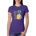 thumbnail image 1 of Wild Bobby, Pineapple Stand Tall Wear Crown And Stay Sweet Inside Arty Inspirational Pop Culture Womens Slim Fit Junior Tee, Purple Rush, X-Large, 1 of 3