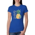 thumbnail image 1 of Wild Bobby, Pineapple Stand Tall Wear Crown And Stay Sweet Inside Arty Inspirational Pop Culture Womens Slim Fit Junior Tee, Royal, Medium, 1 of 3