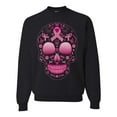 thumbnail image 1 of Wild Bobby Pink Breast Cancer Sugar Skull Breast Cancer Awareness Unisex Crewneck Sweatshirt, Black, Small, 1 of 6