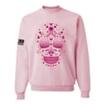 thumbnail image 1 of Wild Bobby Pink Breast Cancer Sugar Skull US Flag Breast Cancer Awareness Unisex Crewneck Sweatshirt, Light Pink, X-Large, 1 of 5