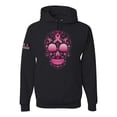 thumbnail image 1 of Wild Bobby Pink Breast Cancer Sugar Skull US Flag Breast Cancer Awareness Unisex Hoodie Sweatshirt, Black, 3X-Large, 1 of 5