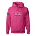 thumbnail image 1 of Wild Bobby Pink Breast Cancer Sugar Skull US Flag Breast Cancer Awareness Unisex Hoodie Sweatshirt, Fuschia, XX-Large, 1 of 5