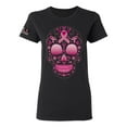 thumbnail image 1 of Wild Bobby Pink Breast Cancer Sugar Skull US Flag Breast Cancer Awareness Women Graphic Tee, Black, Small, 1 of 5