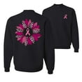 thumbnail image 1 of Wild Bobby Pink Cheetah Print Breast Cancer Carnation Flower Breast Cancer Awareness Front and Back Unisex Crewneck Sweatshirt, Black, Small, 1 of 5