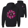 thumbnail image 1 of Wild Bobby Pink Cheetah Print Breast Cancer Carnation Flower Breast Cancer Awareness Front and Back Unisex Hoodie Sweatshirt, Black, Small, 1 of 5