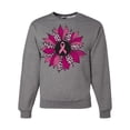 thumbnail image 1 of Wild Bobby Pink Cheetah Print Breast Cancer Carnation Flower Breast Cancer Awareness Unisex Crewneck Sweatshirt, Heather Grey, 3X-Large, 1 of 6
