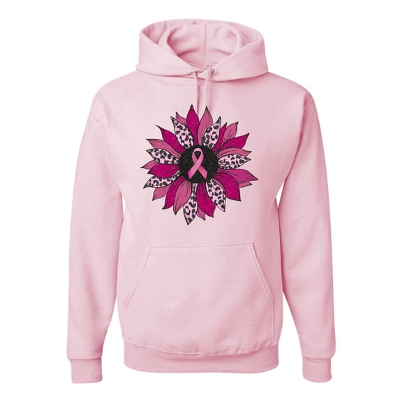 Wild Bobby Pink Cheetah Print Breast Cancer Carnation Flower Breast Cancer Awareness Unisex Hoodie Sweatshirt, Light Pink, XX-Large
