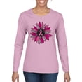 thumbnail image 1 of Wild Bobby Pink Cheetah Print Breast Cancer Carnation Flower Breast Cancer Awareness Women Graphic Long Sleeve Tee, Light Pink, Medium, 1 of 6
