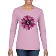 thumbnail image 1 of Wild Bobby Pink Cheetah Print Breast Cancer Carnation Flower Breast Cancer Awareness Women Graphic Long Sleeve Tee, Light Pink, XX-Large, 1 of 6