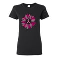 thumbnail image 1 of Wild Bobby Pink Cheetah Print Breast Cancer Carnation Flower Breast Cancer Awareness Women Graphic Tee, Black, Small, 1 of 6