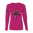 thumbnail image 1 of Wild Bobby Pink Cheetah Print Breast Cancer Carnation Flower US Flag Breast Cancer Awareness Women Graphic Long Sleeve Tee, Fuschia, XX-Large, 1 of 5