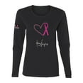 thumbnail image 1 of Wild Bobby, Pink Heart Love Hope Support Women USA Flag Sleeve Breast Cancer Awareness Women Long Sleeve Tee, Black, Small, 1 of 6