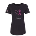 thumbnail image 1 of Wild Bobby Pink Heart Love Hope Support Women USA Flag Sleeve Breast Cancer Awareness Women Slim Fit Junior Tee, Black, Small, 1 of 6