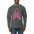thumbnail image 1 of Wild Bobby Pink I'm A Breast Cancer Survivor Breast Cancer Awareness Men Long Sleeve Shirt, Charcoal, XX-Large, 1 of 6