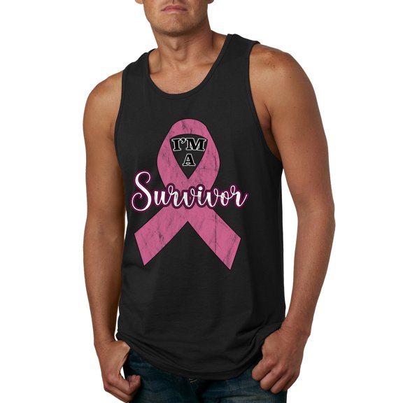 Wild Bobby Pink I'm A Breast Cancer Survivor Breast Cancer Awareness Men Tank Top, Black, Small