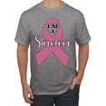 thumbnail image 1 of Wild Bobby Pink I'm A Breast Cancer Survivor Breast Cancer Awareness Men Tee, Heather Grey, 3X-Large, 1 of 6