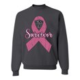 thumbnail image 1 of Wild Bobby Pink I'm A Breast Cancer Survivor Breast Cancer Awareness Unisex Crewneck Sweatshirt, Charcoal, X-Large, 1 of 6