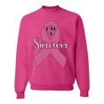 thumbnail image 1 of Wild Bobby Pink I'm A Breast Cancer Survivor Breast Cancer Awareness Unisex Crewneck Sweatshirt, Fuschia, XX-Large, 1 of 6