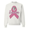 thumbnail image 1 of Wild Bobby Pink I'm A Breast Cancer Survivor Breast Cancer Awareness Unisex Crewneck Sweatshirt, White, Small, 1 of 6