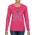 thumbnail image 1 of Wild Bobby Pink I'm A Breast Cancer Survivor Breast Cancer Awareness Women Graphic Long Sleeve Tee, Fuschia, Medium, 1 of 6