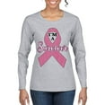 thumbnail image 1 of Wild Bobby Pink I'm A Breast Cancer Survivor Breast Cancer Awareness Women Graphic Long Sleeve Tee, Heather Grey, X-Large, 1 of 6
