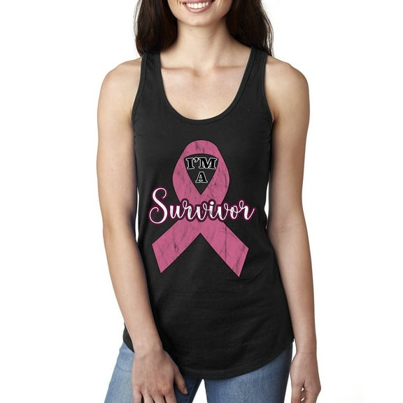 Wild Bobby Pink I'm A Breast Cancer Survivor Breast Cancer Awareness Women Racerback Tank Top, Black, Small
