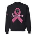 thumbnail image 1 of Wild Bobby Pink I'm A Breast Cancer Survivor US Flag Breast Cancer Awareness Unisex Crewneck Sweatshirt, Black, Small, 1 of 5