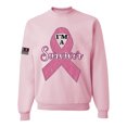 thumbnail image 1 of Wild Bobby Pink I'm A Breast Cancer Survivor US Flag Breast Cancer Awareness Unisex Crewneck Sweatshirt, Light Pink, X-Large, 1 of 5
