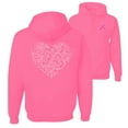 thumbnail image 1 of Wild Bobby, Pink Ribbon Heart, Breast Cancer Awareness, Front and Back Unisex Graphic Hoodie Sweatshirt, Neon Pink, 3X-Large, 1 of 4