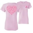 thumbnail image 1 of Wild Bobby, Pink Ribbon Heart, Breast Cancer Awareness, Front and Back Women Graphic Tee, Light Pink, Medium, 1 of 4
