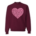 thumbnail image 1 of Wild Bobby, Pink Ribbon Heart, Breast Cancer Awareness, Unisex Crewneck Graphic Sweatshirt, Maroon, X-Large, 1 of 5