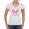 thumbnail image 1 of Wild Bobby, Pink Ribbon Heart, Breast Cancer Awareness, Women Standard V-Neck Tee, White, Medium, 1 of 5